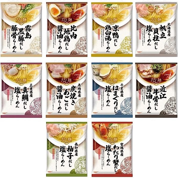 K&K だし麺 tabete 全国 食べ比べセット 各1食10種 ラーメン インスタント ご当地ラーメン 詰め合わせ 【 マツコの知らない世界で紹介 人気トップ10 】EBLIMブランド特製セット