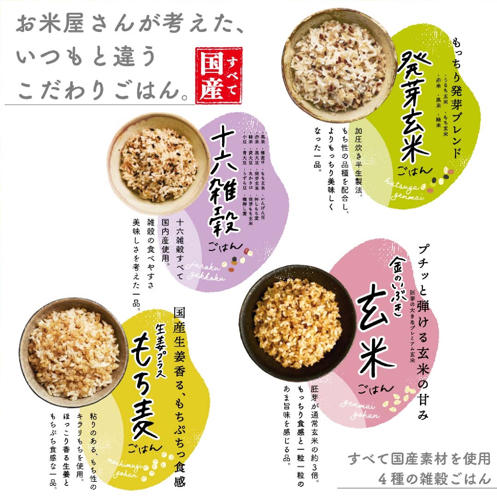 パックご飯 玄米 雑穀米 お試し セット 4種6個 160g