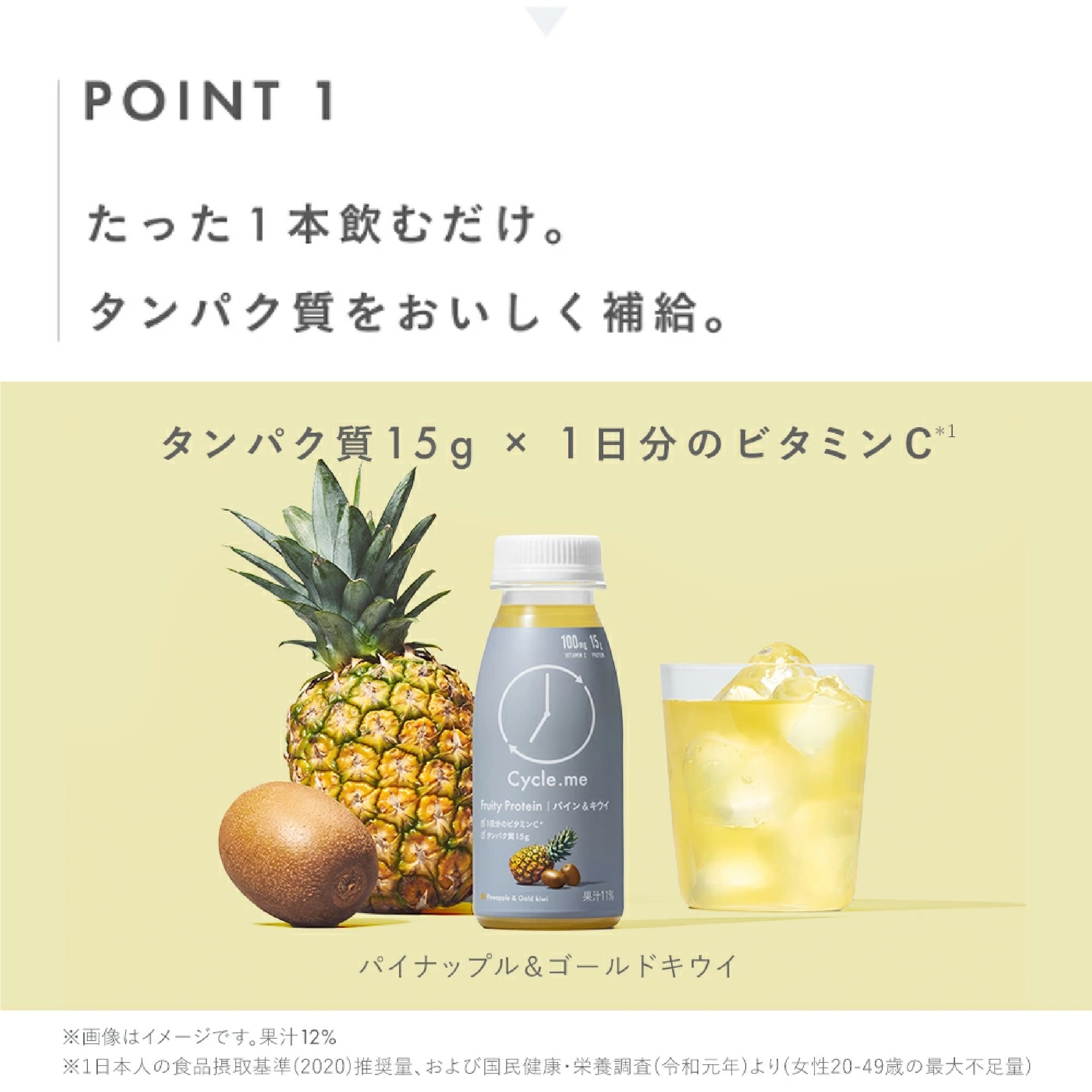 Cycle.me サイクルミー WPI フルーティプロテインドリンク パイナップル＆ゴールドキウイ 12本 