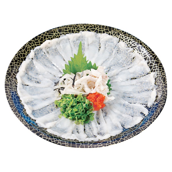 北限のとらふぐ刺身セット（刺身65g、皮30g、焼きひれ3g、ぽん酢30ml、小ねぎ・もみじおろし各10g）フグ惣菜