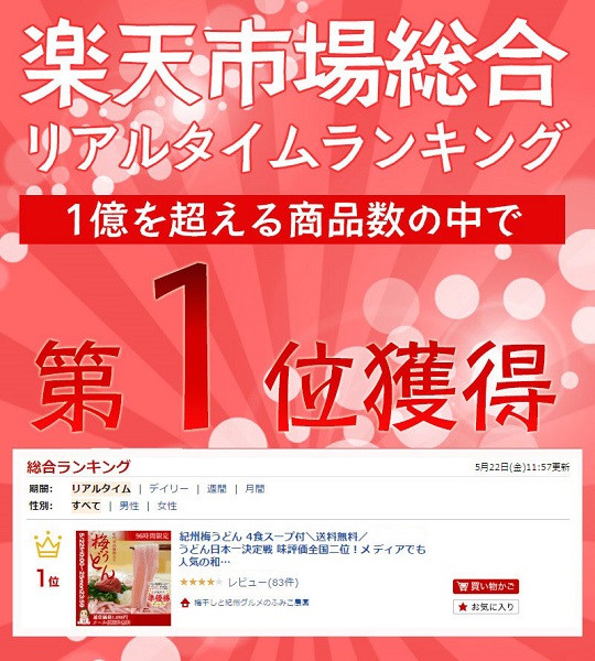 紀州冷し梅うどん 4食スープ付